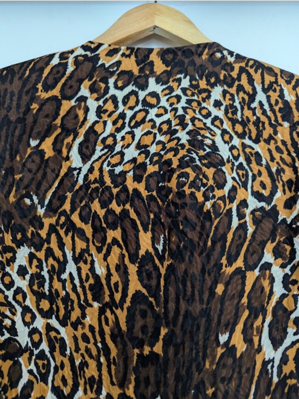 Silk 6 Leopard Jacket Animal Print 80s Crinkled Oversized Mob Wife Elegance - Picture 14 of 16